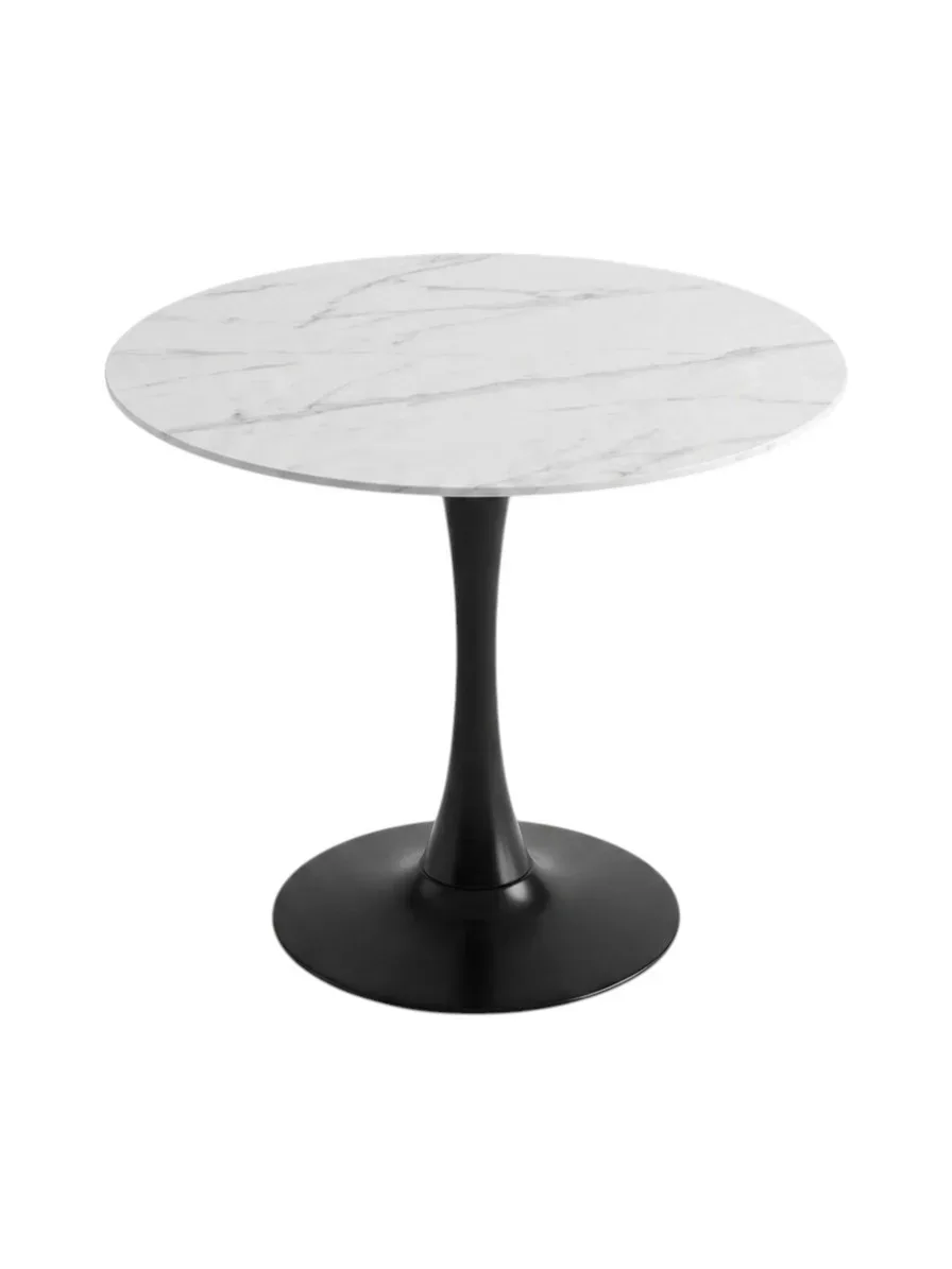 Kitchen table Miago Grey Matte Stone round surface Metal black leg 80*75cm FT001-G