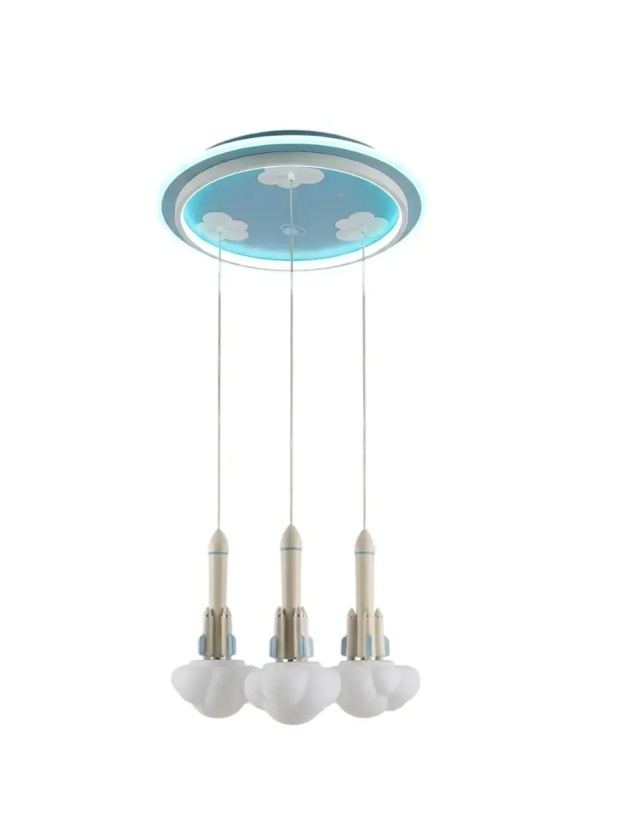 ჭაღი Kids Lighting ლურჯი სამი კოსმოსური რაკეტით 50*50*12სმ	p-2613-3